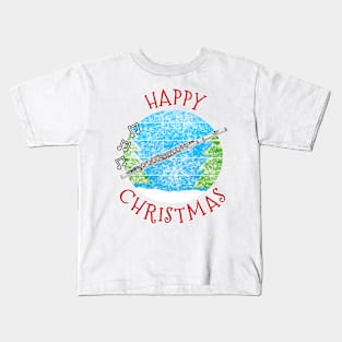 Christmas Flute Flutist Woodwind Musician Xmas 2022 Kids T-Shirt